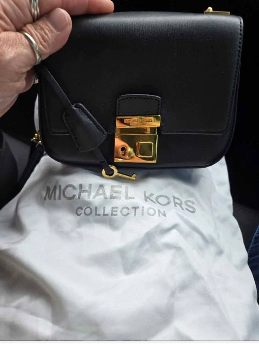 Michael Kors Collection Black Leather Chain Shoulder Bag NWOT